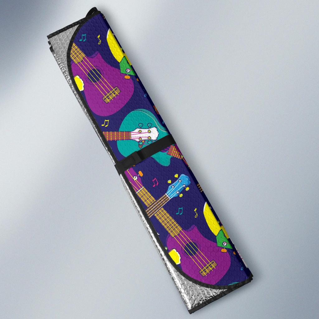 Ukulele Pattern Print Design 02 Car Sun Shades-JORJUNE.COM