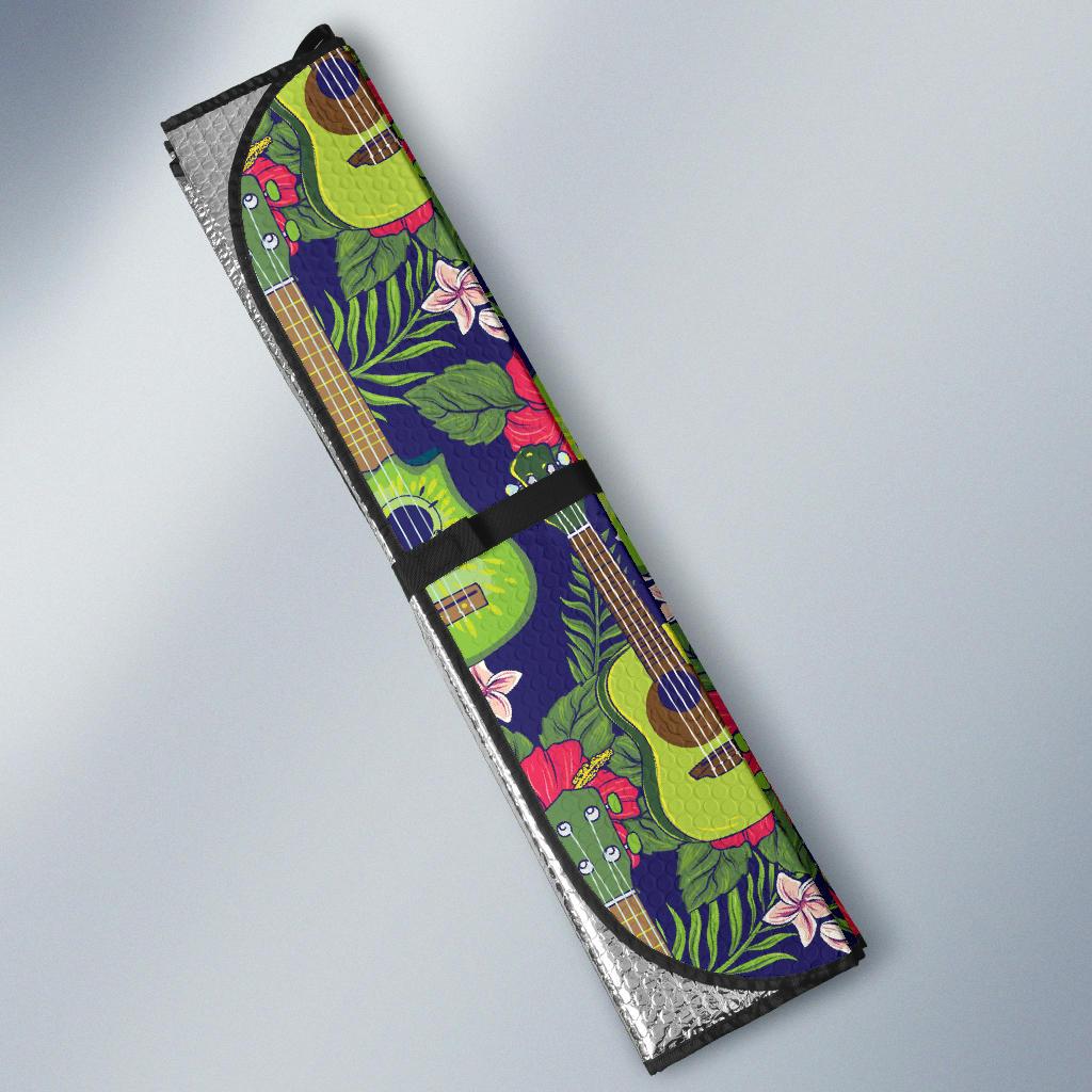 Ukulele Tropical Pattern Print Design 03 Car Sun Shades-JORJUNE.COM
