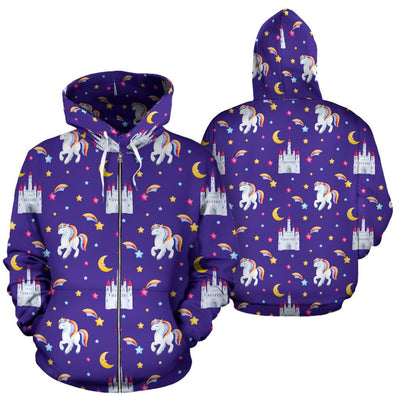 Unicorn Casttle All Over Zip Up Hoodie