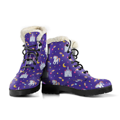 Unicorn Castle Faux Fur Leather Boots