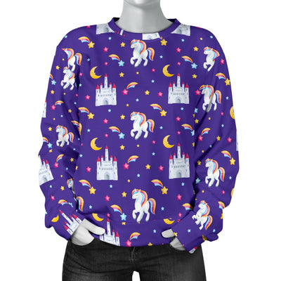 Unicorn Castle Women Crewneck Sweatshirt