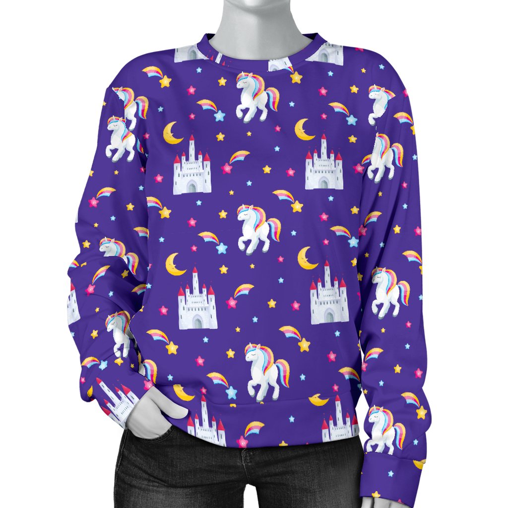 Unicorn Castle Women Crewneck Sweatshirt