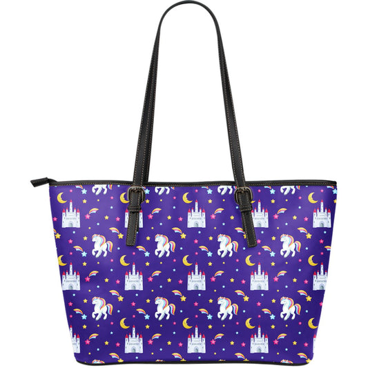 Unicorn Casttle Large Leather Tote Bag