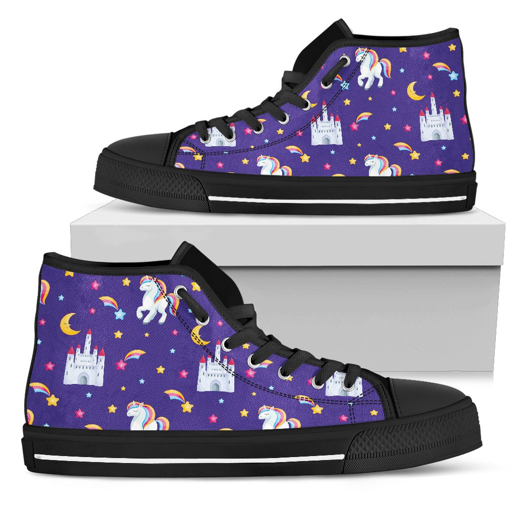 Unicorn Casttle Men High Top Shoes