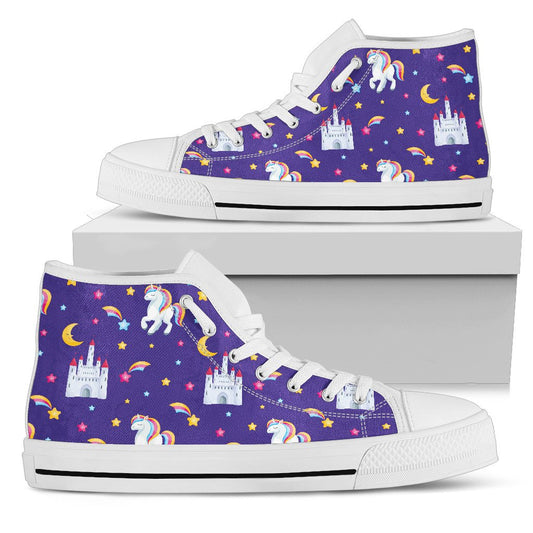 Unicorn Casttle Men High Top Shoes