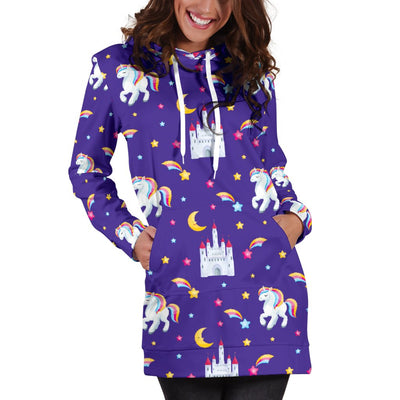 Unicorn Casttle Women Hoodie Dress