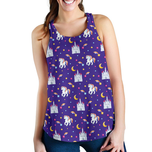 Unicorn Casttle Women Racerback Tank Top