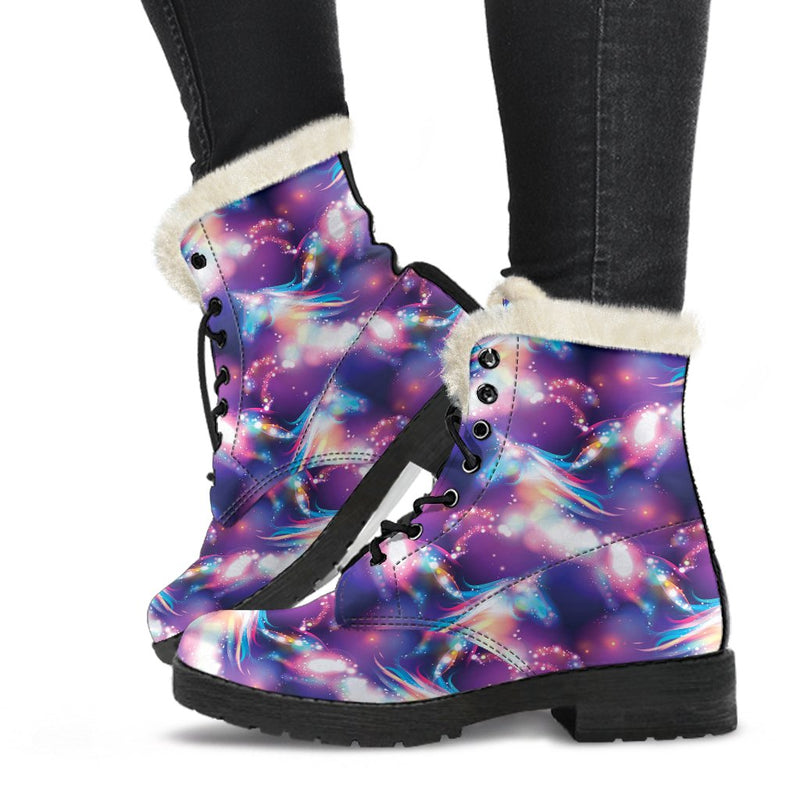 Unicorn Dream Faux Fur Leather Boots