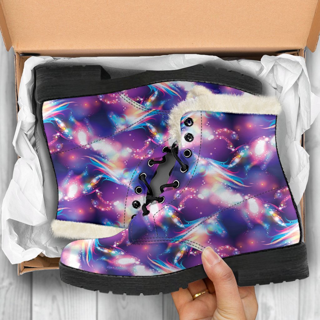 Unicorn Dream Faux Fur Leather Boots