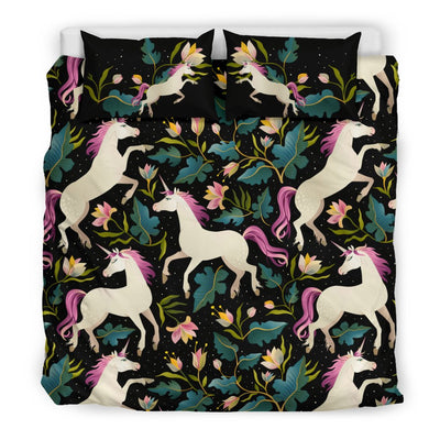 Unicorn in Floral Duvet Cover Bedding Set