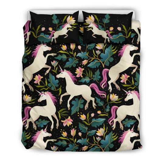 Unicorn in Floral Duvet Cover Bedding Set