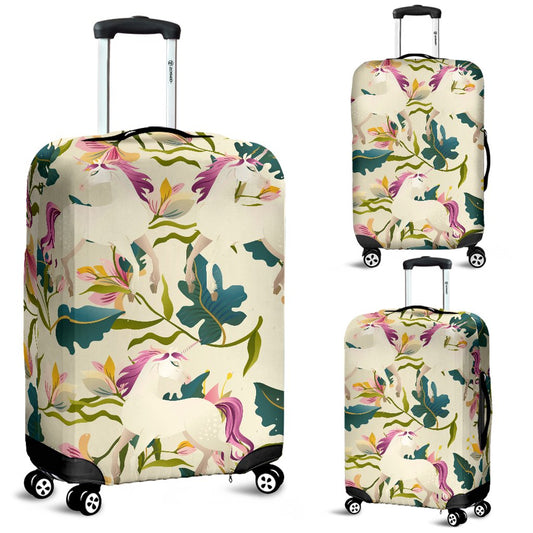 Unicorn in Floral Luggage Cover Protector