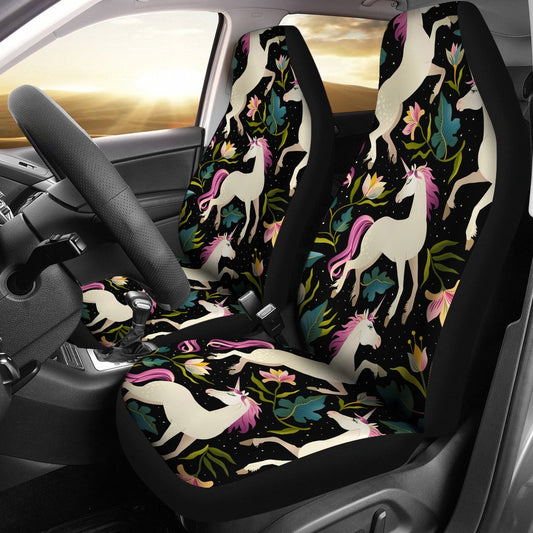 Unicorn in Floral Universal Fit Car Seat Covers