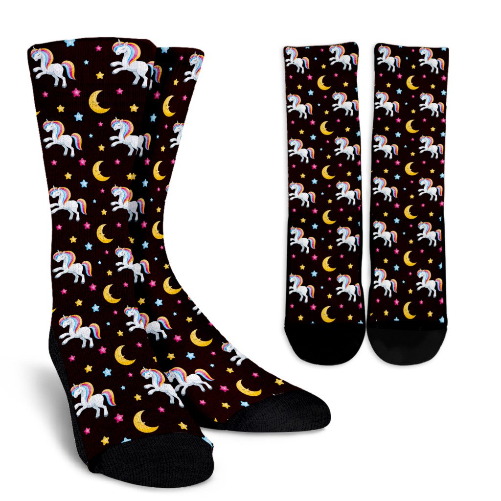 Unicorn Moon Star Crew Socks