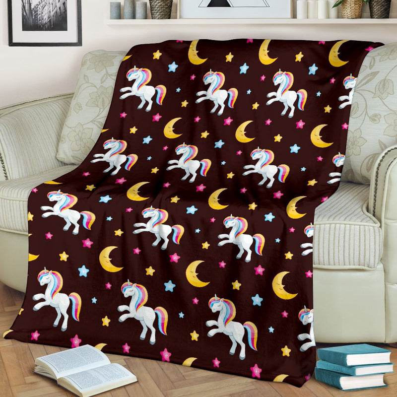 Unicorn Moon Star Fleece Blanket