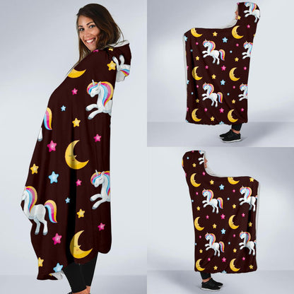 Unicorn Moon Star Hooded Blanket-JORJUNE.COM