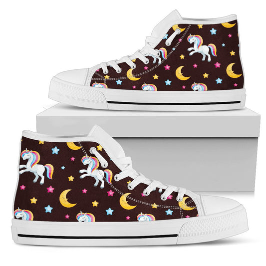 Unicorn Moon Star Men High Top Shoes