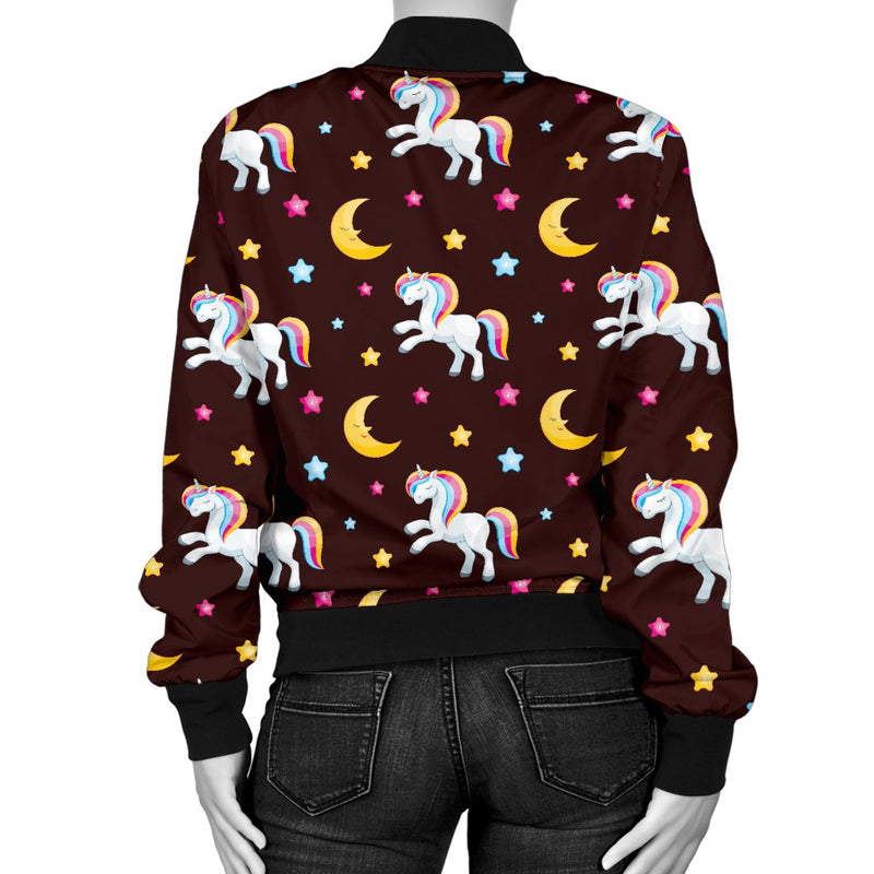 Unicorn Moon Star Women Casual Bomber Jacket