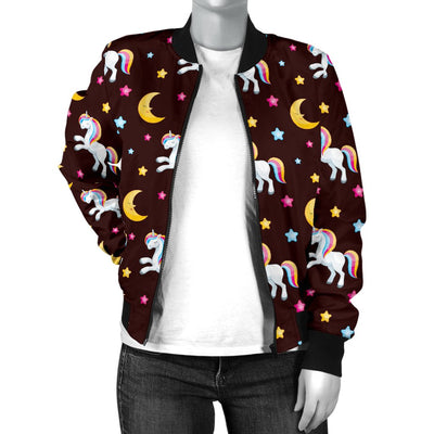 Unicorn Moon Star Women Casual Bomber Jacket