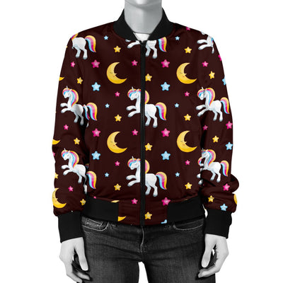 Unicorn Moon Star Women Casual Bomber Jacket