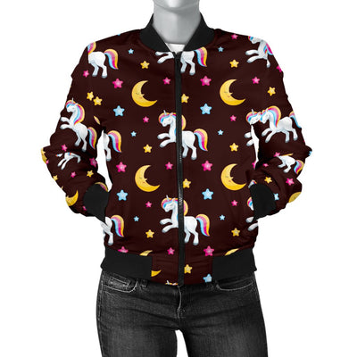 Unicorn Moon Star Women Casual Bomber Jacket