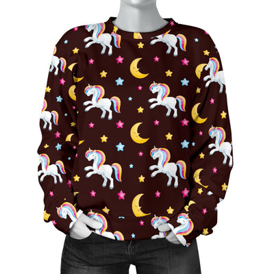 Unicorn Moon Star Women Crewneck Sweatshirt