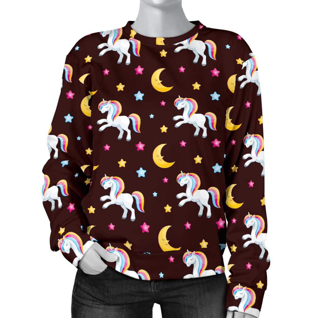 Unicorn Moon Star Women Crewneck Sweatshirt