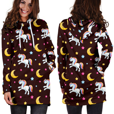 Unicorn Moon Star Women Hoodie Dress