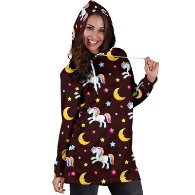 Unicorn Moon Star Women Hoodie Dress