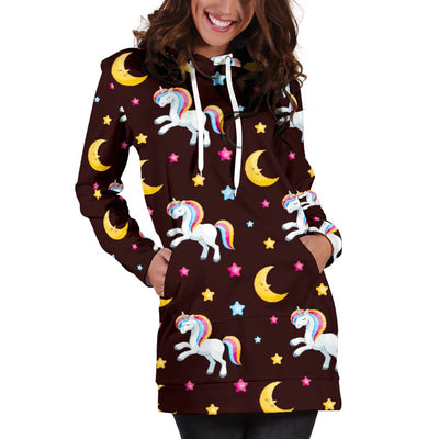 Unicorn Moon Star Women Hoodie Dress