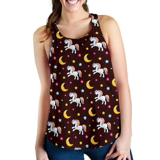 Unicorn Moon Star Women Racerback Tank Top