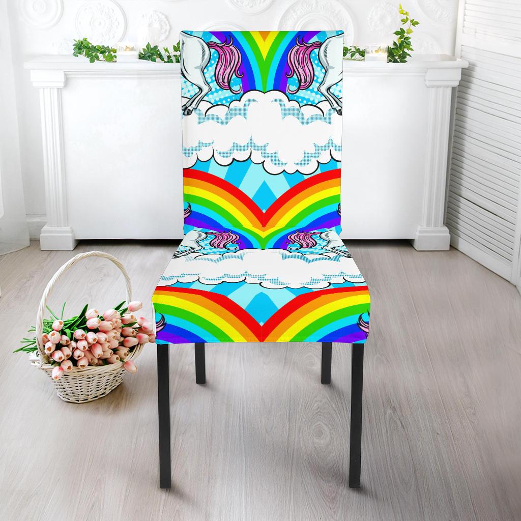 Unicorn Rainbow Dining Chair Slipcover-JORJUNE.COM