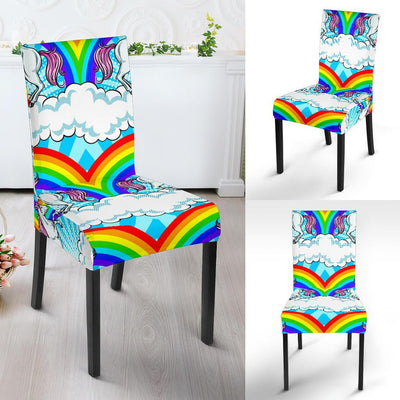 Unicorn Rainbow Dining Chair Slipcover-JORJUNE.COM
