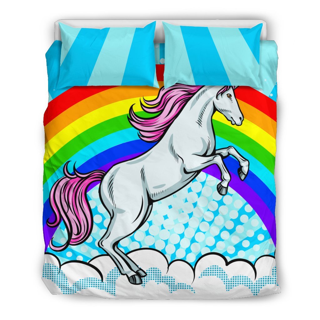 Unicorn Rainbow Duvet Cover Bedding Set