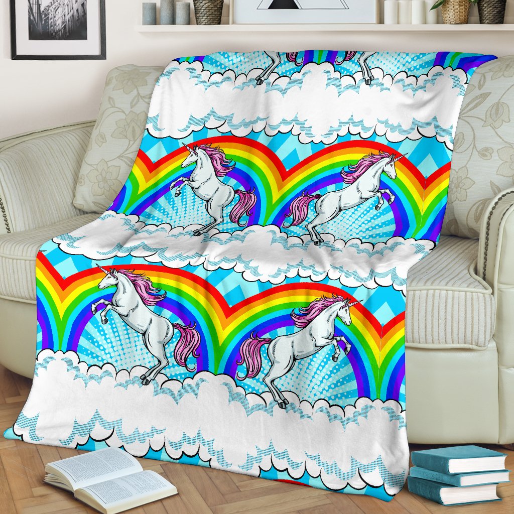 Unicorn Rainbow Fleece Blanket