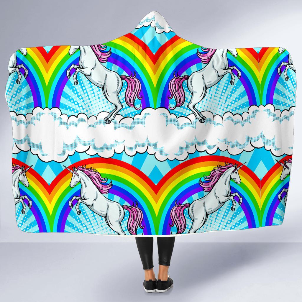 Unicorn Rainbow Hooded Blanket-JORJUNE.COM