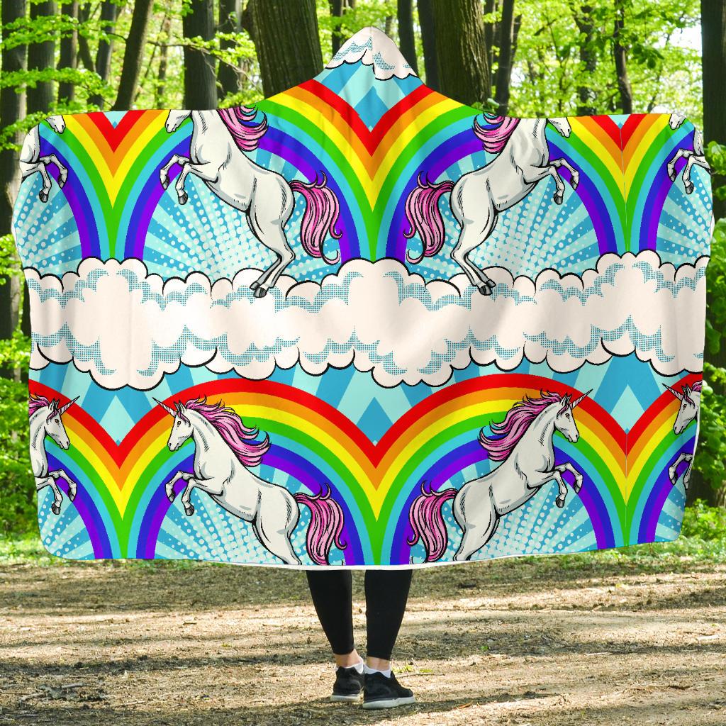Unicorn Rainbow Hooded Blanket-JORJUNE.COM
