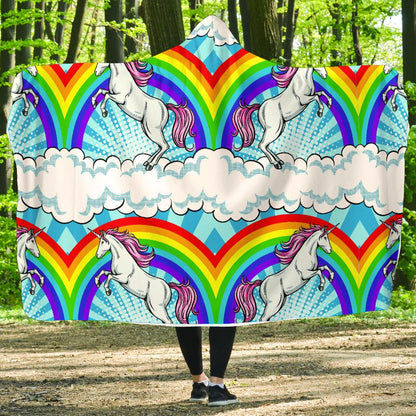 Unicorn Rainbow Hooded Blanket-JORJUNE.COM