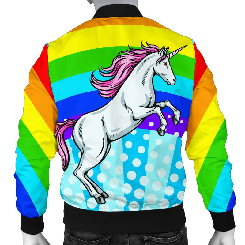 Unicorn Rainbow Men Casual Bomber Jacket