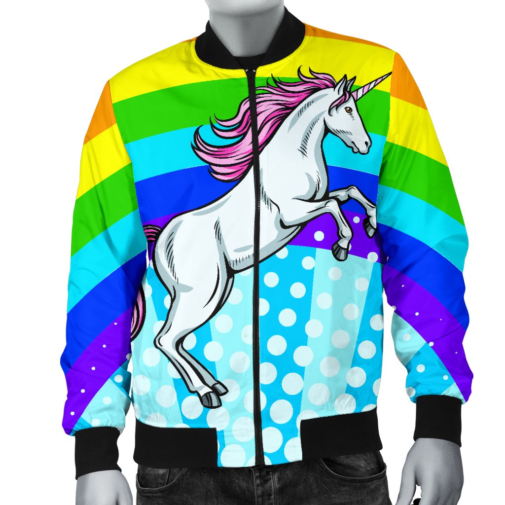 Unicorn Rainbow Men Casual Bomber Jacket