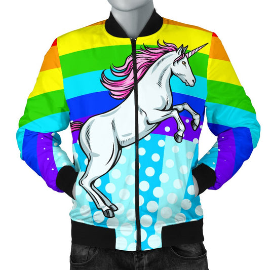 Unicorn Rainbow Men Casual Bomber Jacket