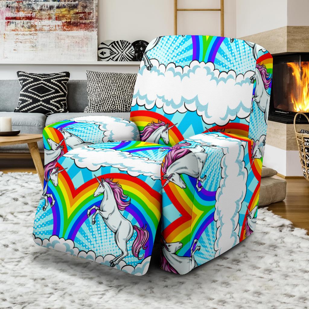 Unicorn Rainbow Recliner Slipcover-JORJUNE.COM