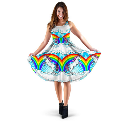 Unicorn Rainbow Sleeveless Mini Dress