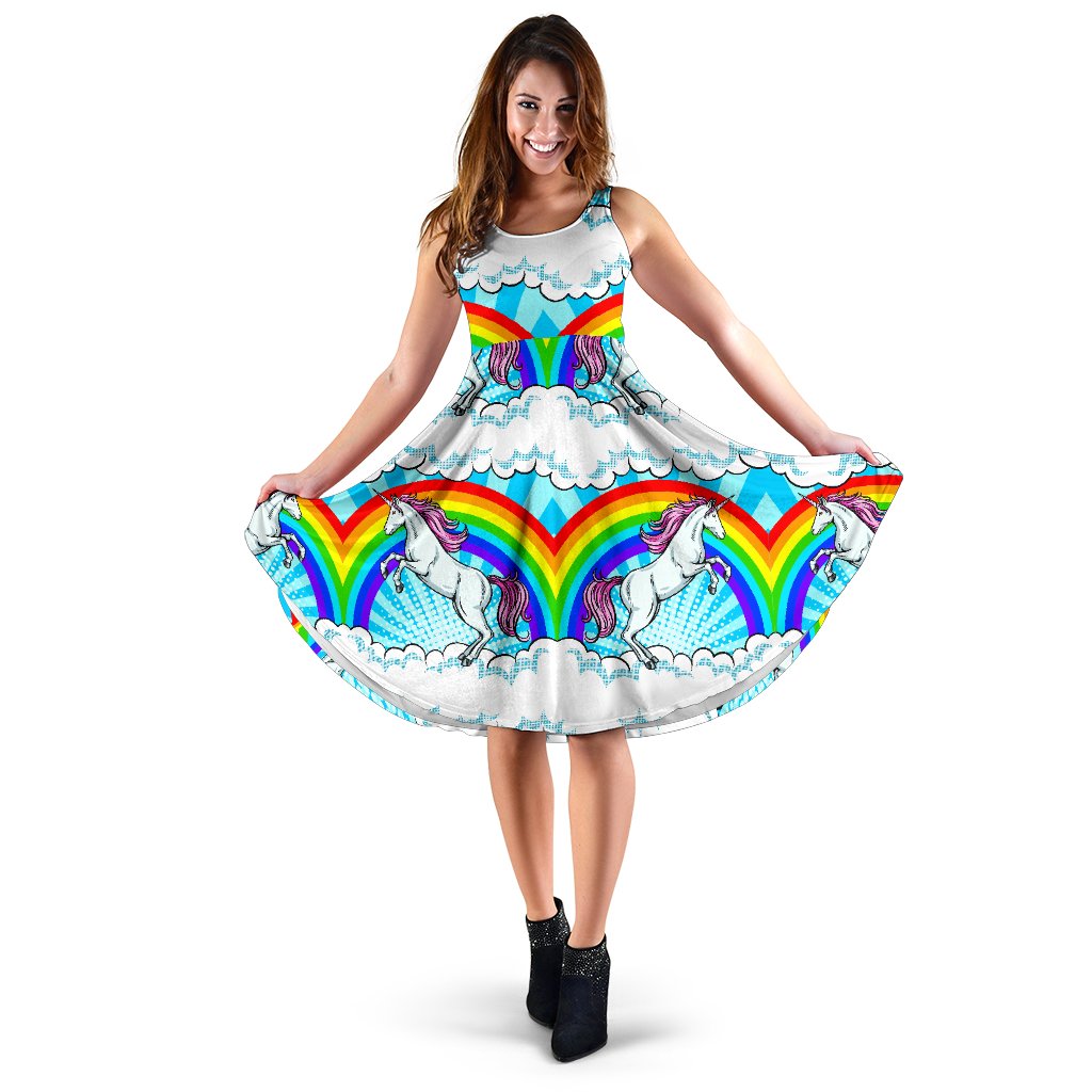 Unicorn Rainbow Sleeveless Mini Dress