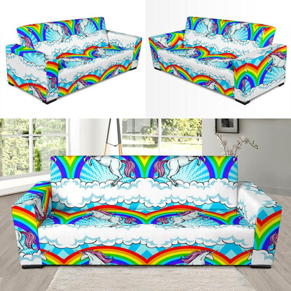 Unicorn Rainbow Sofa Slipcover-JORJUNE.COM