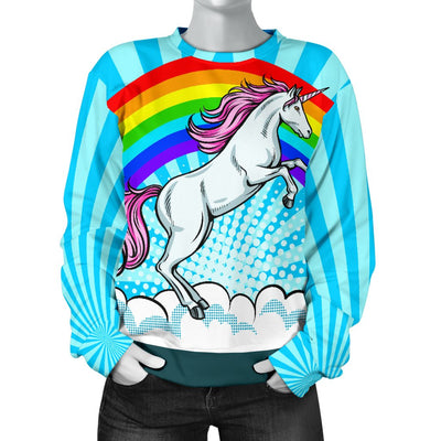 Unicorn Rainbow Women Crewneck Sweatshirt