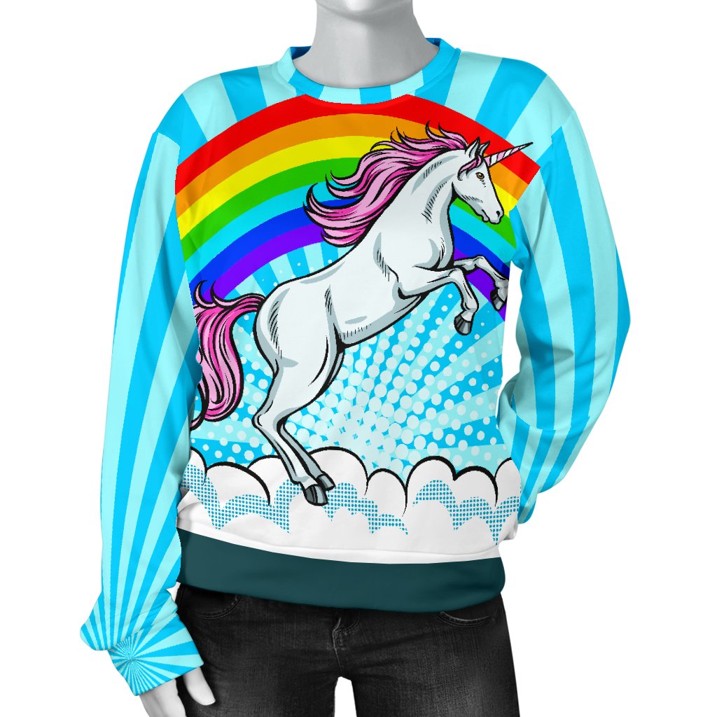 Unicorn Rainbow Women Crewneck Sweatshirt