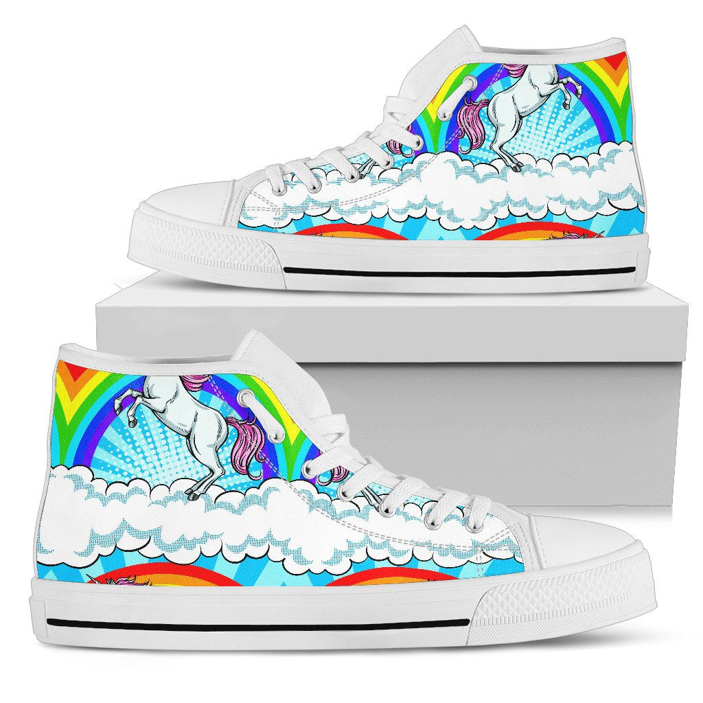 Unicorn Rainbow Women High Top Shoes