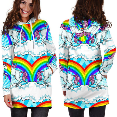 Unicorn Rainbow Women Hoodie Dress