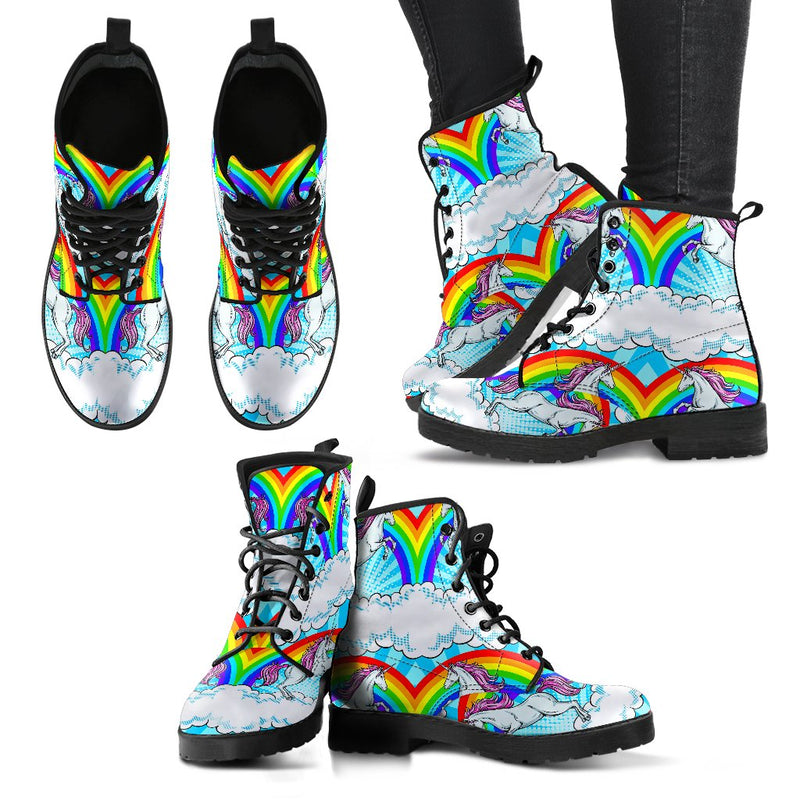 Unicorn Rainbow Women Leather Boots